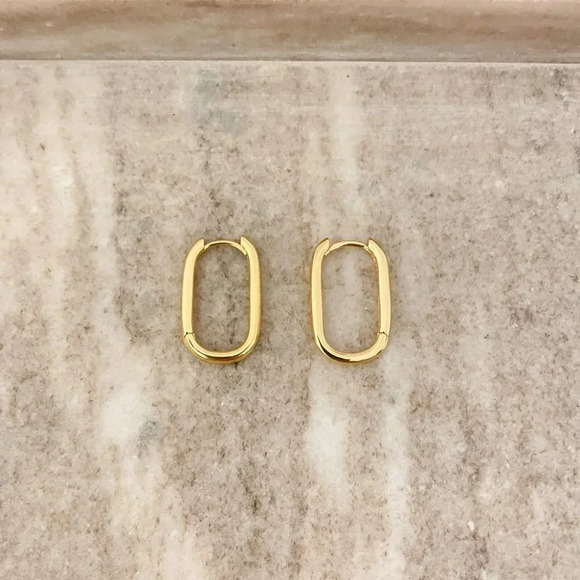 925 Sterling Silver Oval Huggies U Shaped Earrings Small Hoop Earrings - Picture 3 of 9